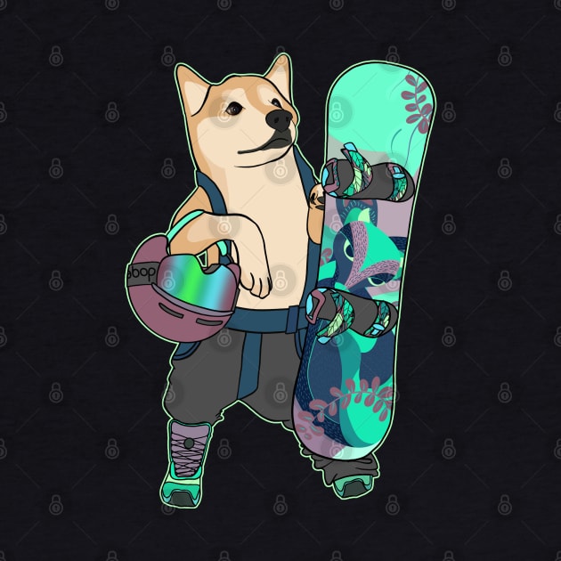 Snowboarding Shiba by X-TrashPanda